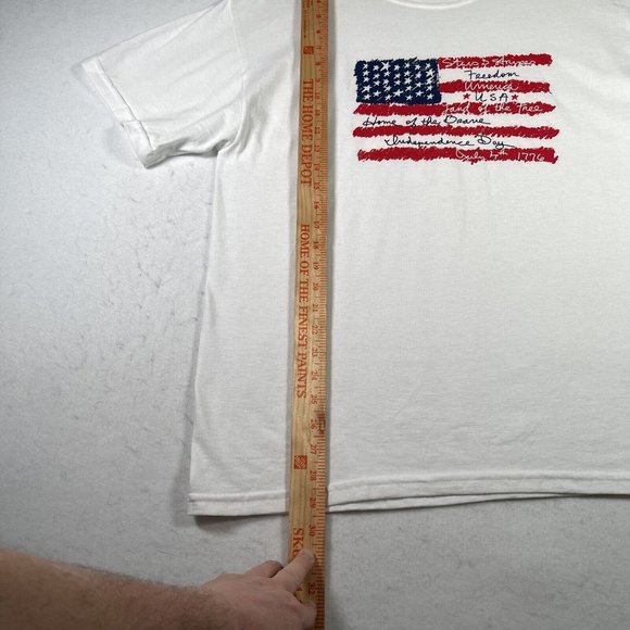 Jerzees Womens Patriotic Short Sleeve T Shirt Size L White American Flag Freedom - Picture 9 of 9